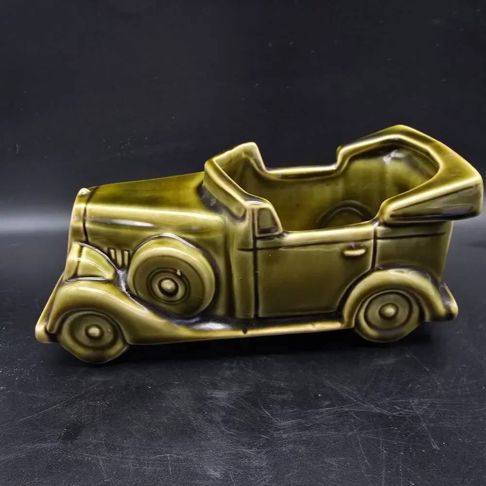 McCoy Floraline Green Car Planter Vase Vintage USA Pottery